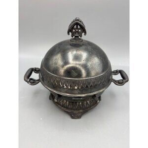 1880s Butter Dome Wilcox Silverplate Meriden Quadruple Cows Maiden Footed